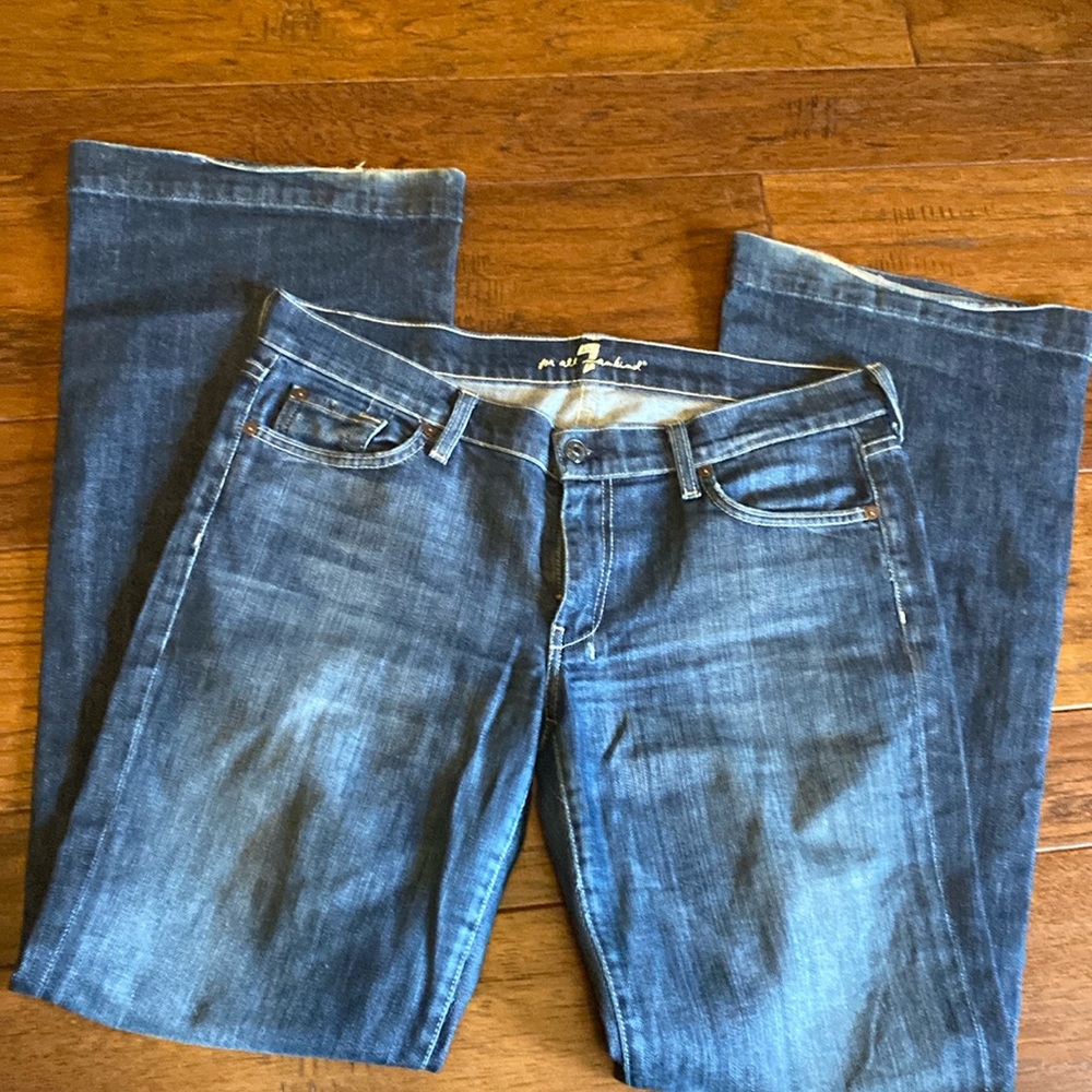 7 For All Mankind Blue Flare & Wide Leg Jeans